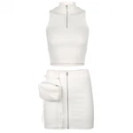 European and American women's new slim zipper detachable waist bag Rib Vest short skirt suit