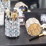 European crystal pen holder makeup brush storage tube desktop dressing table beauty brush eyebrow pencil storage