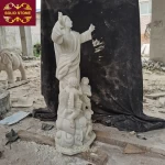 European customized religious pure white marble stone Catholic Virgin mary statue with angels