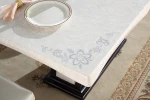 European high-end italian luxury home hotel furniture set designs marble dining table with 6 leather chairs