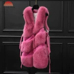 European New Fashion Girl Waistcoat 100% Real Fox Fur Red Vest