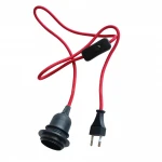 European standard E27 salt lamp wire extension AC power cable with switch with lamp holder