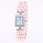 Exquisite Pearl String Bracelet Watch Women Ladies Fashion Square Quartz Watch Casual Wristwatch (KWT2116)