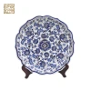 Exquisite wholesale blue and white porcelain custom decorative ceramic porcelain plate for home decoration