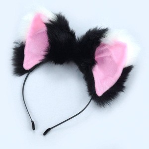F163 Ears Headband Cat Fox Ears Hair Bands Anime Party Cosplay Headband Plush Furry Halloween Cat Tiara