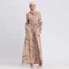 Factory Direct Sales Middle Eastern Muslim Fashion Printed Long Dress with Big Swing