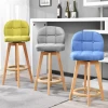 Factory Directly Small MOQ Velvet Swivel Modern Wood Bar Stool Chair Wooden Bar Stools