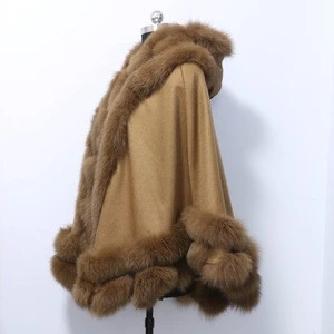 factory Latest Ladies winter real  Fox Fur cashmere cape