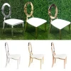 Factory Price  Hotel Elegant Luxury O Shape Golden Stainless Steel Customized Pattern Wedding Chair  For Sale