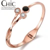 Factory Price Open CZ Crystal Rose Gold Fashion Stainless Steel Jewellery Gold Bangle Bracelet