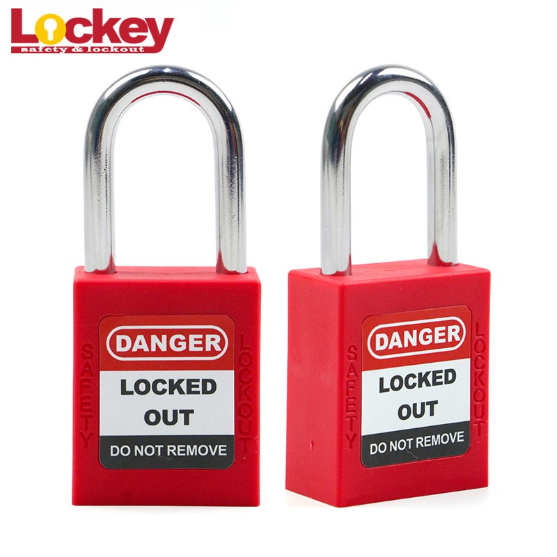 Factory wholesale 38mm shackle plastic safety keyed alike padlock stainless steel