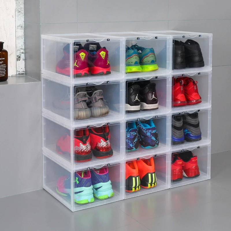 Factory wholesale acrylic stackable plastic storage box sports shoes storage