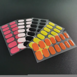 Factory Wholesale Custom Pure Color 14Strips Real Gel Nail Stickers