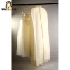 fashion White non woven bridal dress cover bag with PVC pocket