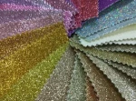 Fine Powder Glitter Fabric TC Backing 0.6 mm PU Leather HOT sale in stock fashion leather fabric for bows bag glitter