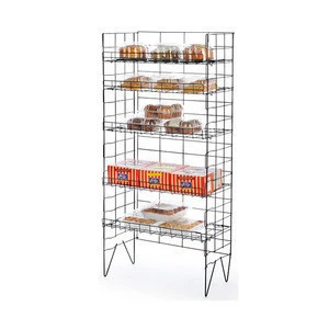 Floor-standing Five-Tiers Metal Wire Grid Food Bread Display Rack