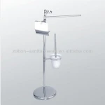 Floor standing stainless steel toilet brush and paper holder