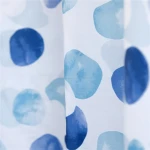 Floral Fabric Shower Curtain with Plastic Hooks Waterproof Blue 59''x 72''