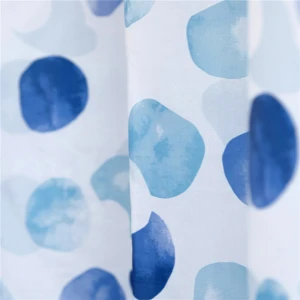 Floral Fabric Shower Curtain with Plastic Hooks Waterproof Blue 59&#x27;&#x27;x 72&#x27;&#x27;