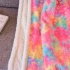 foil printed faux rabbit fur blanket in tie dye design