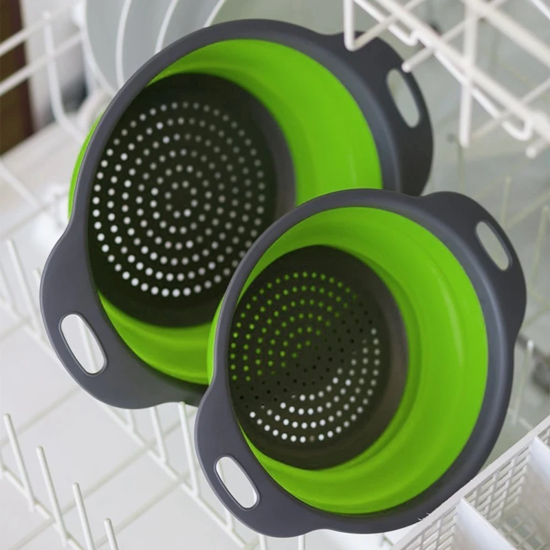 Foldable Colander Sets Collapsible Washing Drainer Fruit Vegetable Washing Basket Strainer