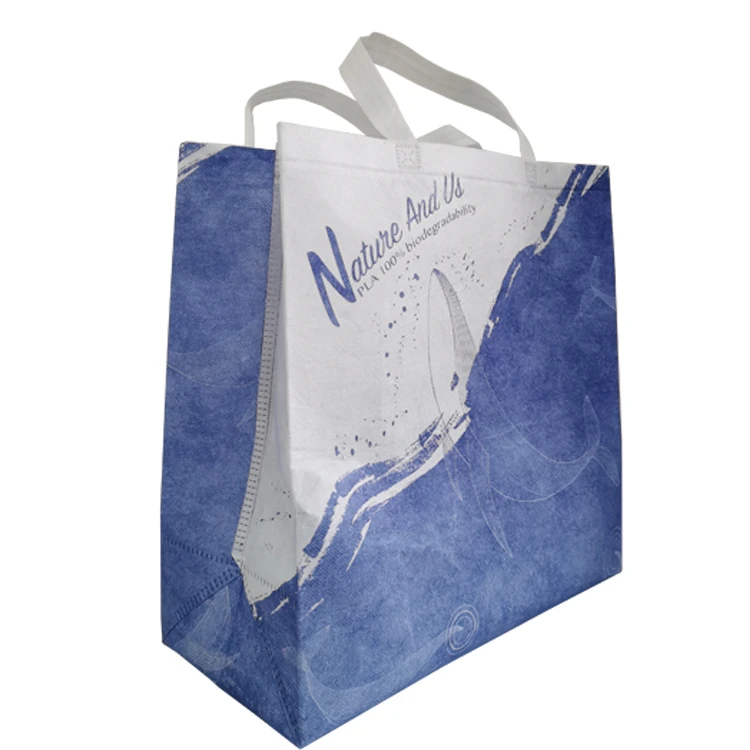 Foldable eco large pla non-woven fabric grocery shopping tote bag