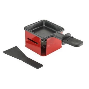 Foldable Handle Cheese Spatula Non-Stick Red Square Mini Cheese Melting Pan Raclette Grill Set