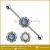 Import Free Sample Body Piercing Jewelry 14G White Blue Opal Flower Industrial Barbell Piercing Jewelry from China