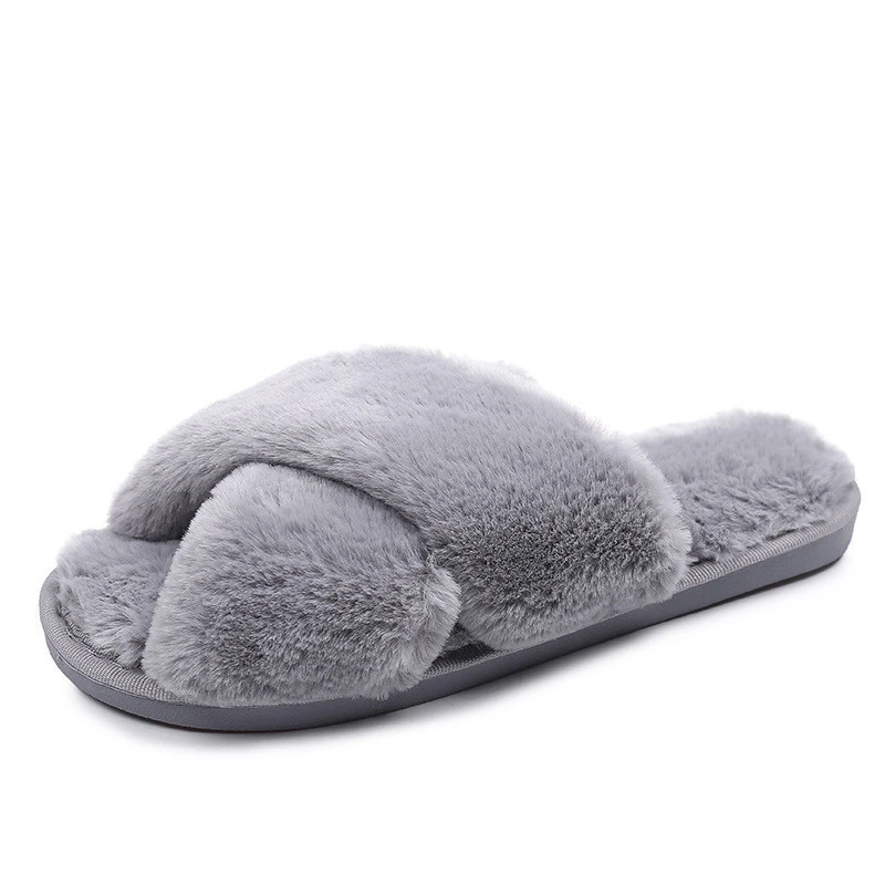Fuzzy Comfortable Furry Spa House Slippers for ladies Cozy Thongs Slipper On Flip Flops Women Faux Fur Slipper