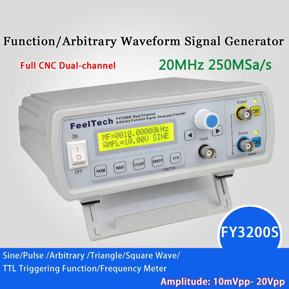 FY3200S 20MHz DDS Dual-channel Function Signal Source Generator Arbitrary Waveform Pulse Frequency Meter