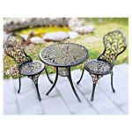 Garden tables chair sets modern miniature patio circle outdoor furniture cast aluminum tea garden set