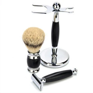 Gift Set Safety razor Shaving Kit ,Badger hair shaving brush &amp; Chrome Razor Stand Shaving Set