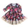 Girl summer clothes Sleeve Vintage Print Swing Party Dresses wedding baby dress cutting