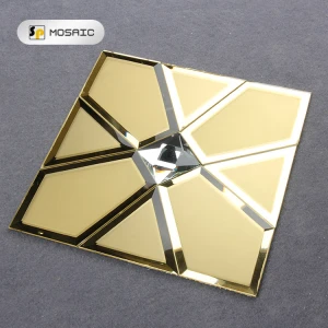 glossy gold colored  shining mosaic ktv background wall gold color crystal glass mirror gold tile