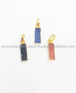 Gold Electroplated Color Druzy Little Bar Pendant - 5mmx15mm Bar Druzy Pendant