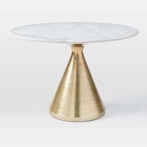 gold plated base white marble top table