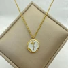 Gold Plated Stainless Steel Necklace With Enamel Rose Pendants for Women Gifts Flower Necklace New IN