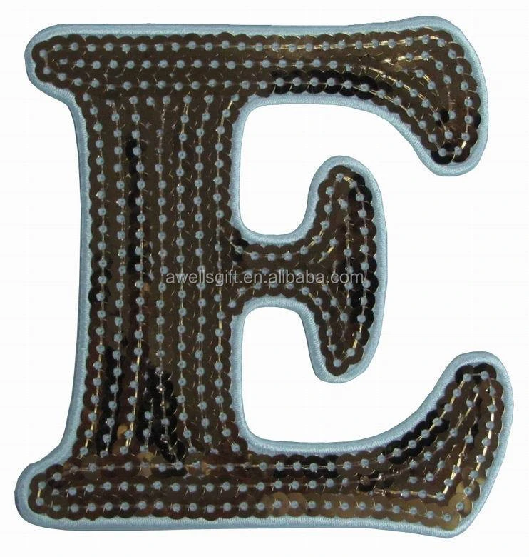 Gold Sequin 4&quot; Letter Embroidered Iron On Applique Patch for Clothes