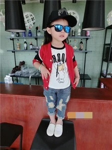 Good quality child pants wholesale no brand scrap jeans pants name girls fashion new model girls ripped jeans