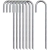 Ground stakes curved steel silver heavy duty J hook rebar chisel point end free sample canopy stake garden swing ground anchors