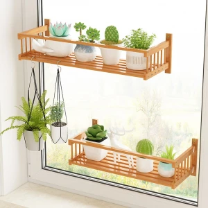 Haichuan flower Wooden Shelf wall Floating natural bamboo wall shelf on sale