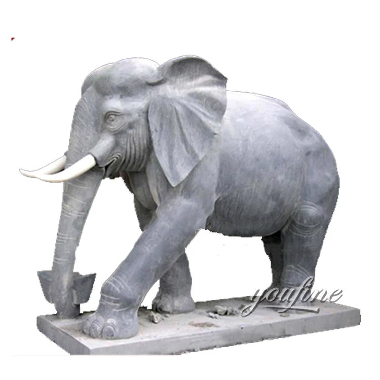 Hand carved marble elephant stone sculpture
