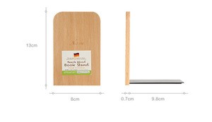 Hand Crafted Natural Beech Wood Non-Skid Sturdy Desktop Book Ends Stopper Organizer Bookshelf Bookends