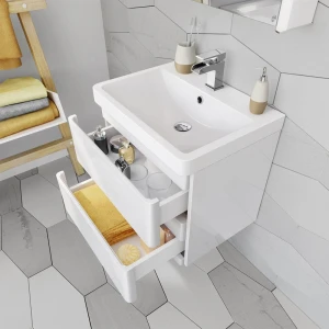 High Quality 600 mm White Vanity Sink Unit Ceramic Basin Storage home Furniture Wall Hung Bathroom vanity cabinet