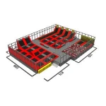 High quality China professional children indoor rectangle fitness bungee jumping trampoline park with safety net