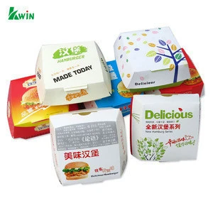 High Quality Disposable Custom Printing Wholesale Food Grade Packaging Paper Hamburger Box Takeaway