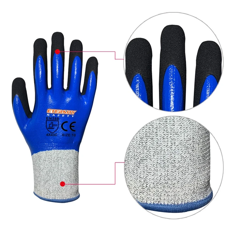 High Quality Level 5 Cut Resistant Nitrile Sandy full coated glove