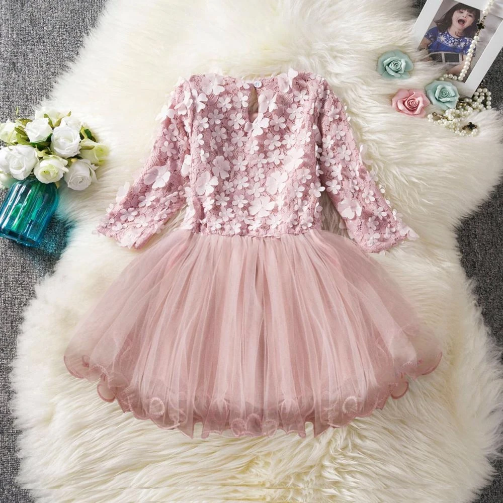 High Quality pink Princess Girl Dress pink Flower Girls Dress Girls tulle party dress