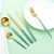 Import High Quality Portuguese Style Green Silverware 18/8 Stainless Steel Cutlery Spoon Fork Knife Set from China