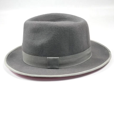 High quality womens 100% wool felt fedora hat in grey